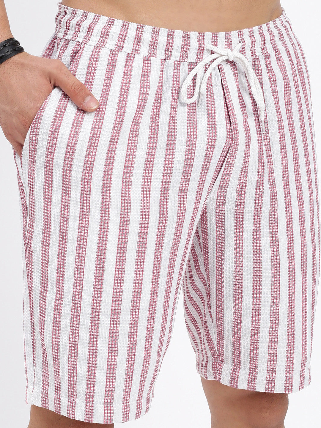 Men Striped Pink Co Ords Set