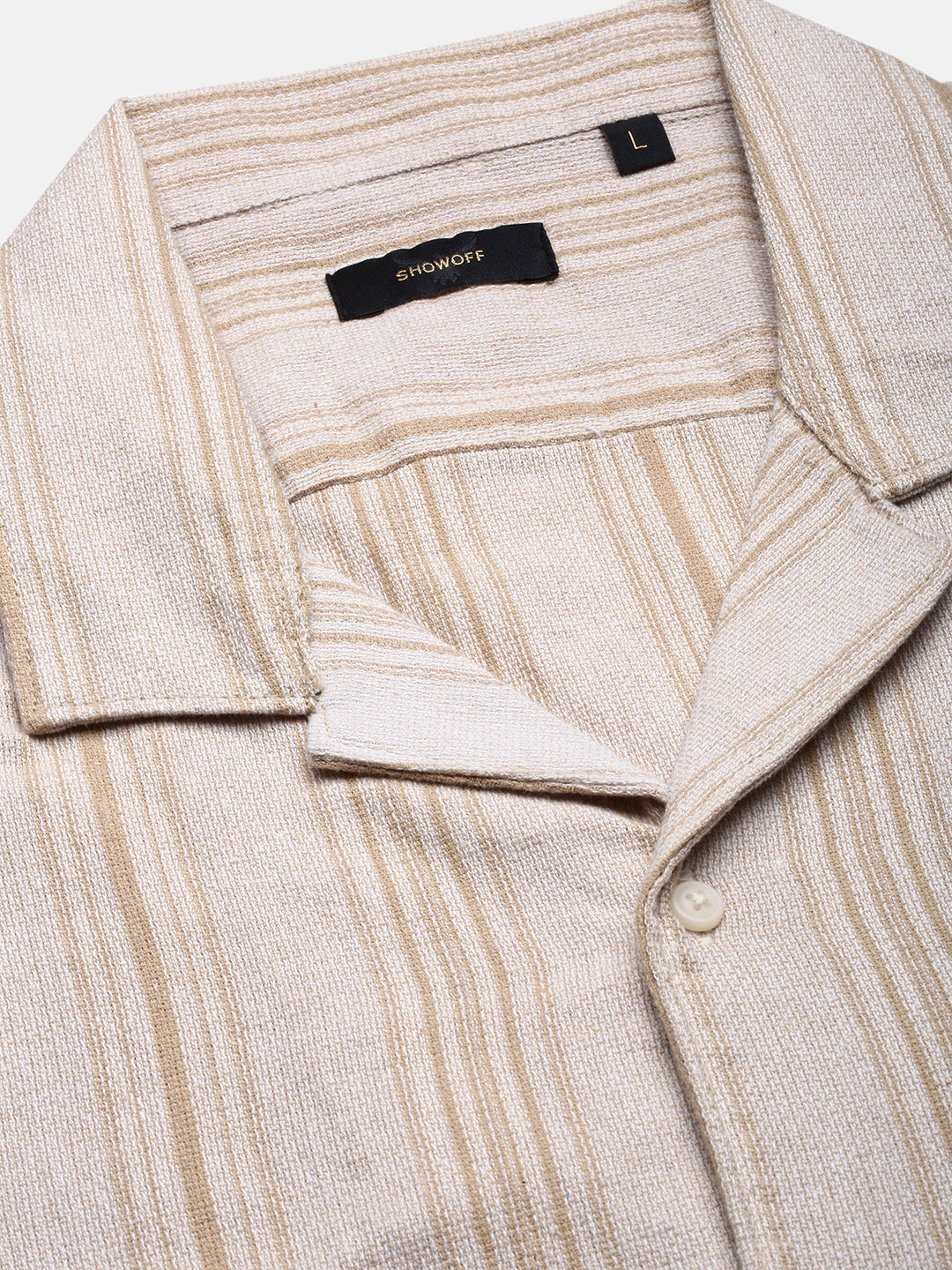 Men Striped Beige Co Ords Set