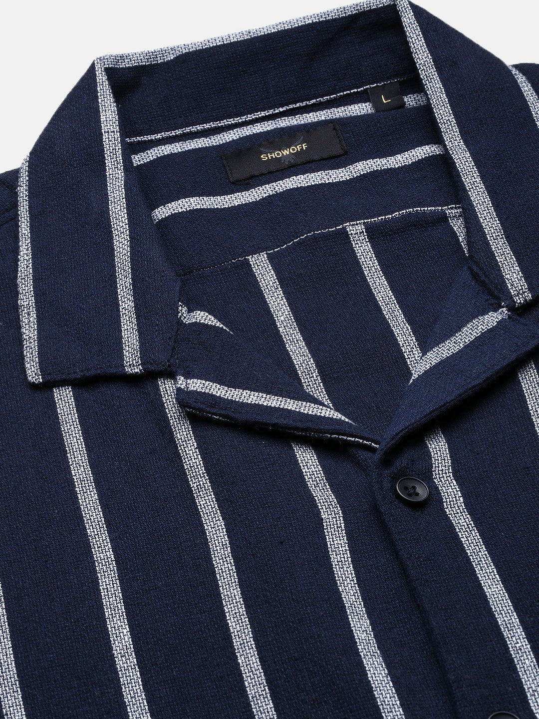 Men Striped Navy Blue Co Ords Set