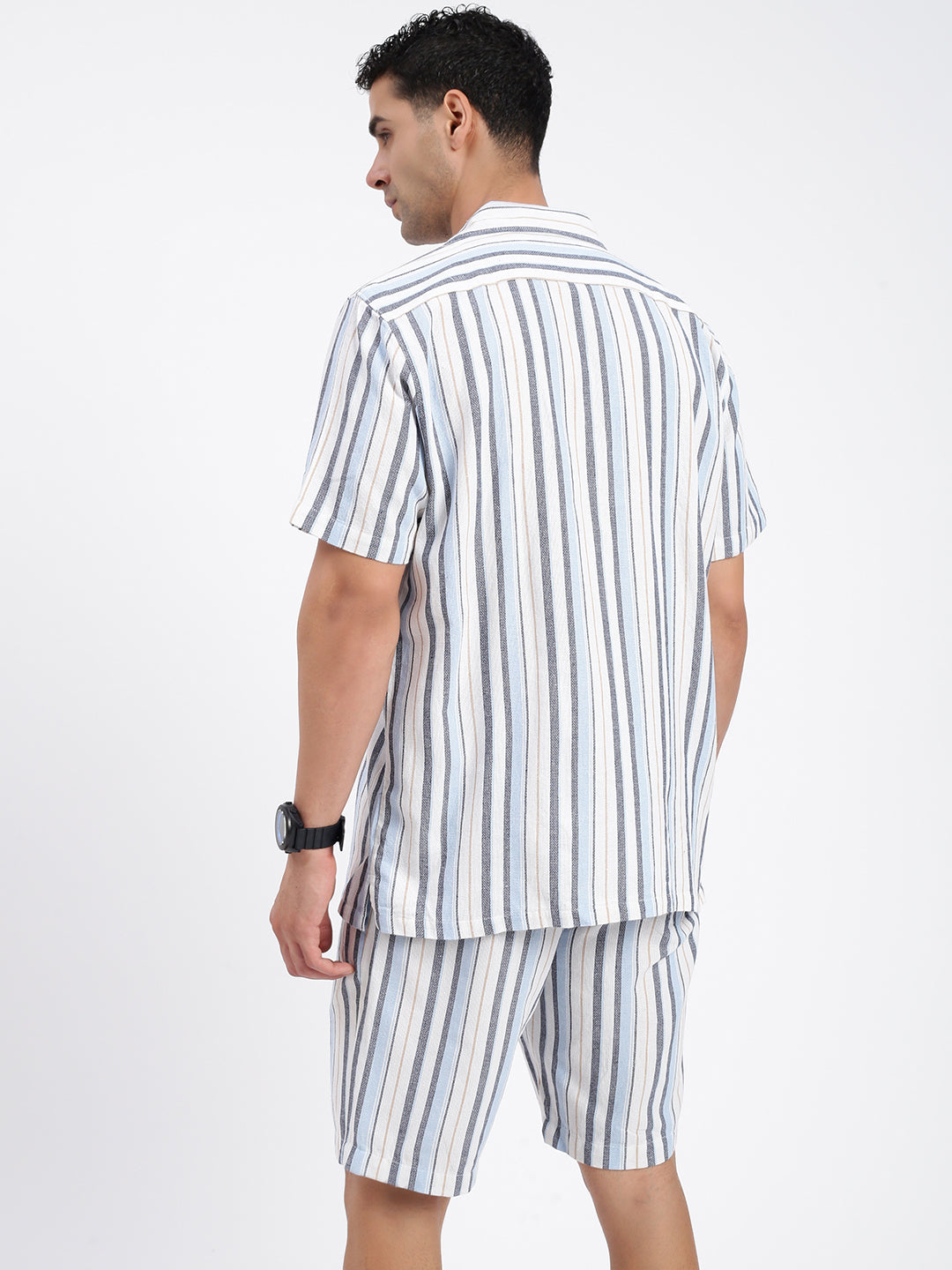 Men Striped Blue Co Ords Set