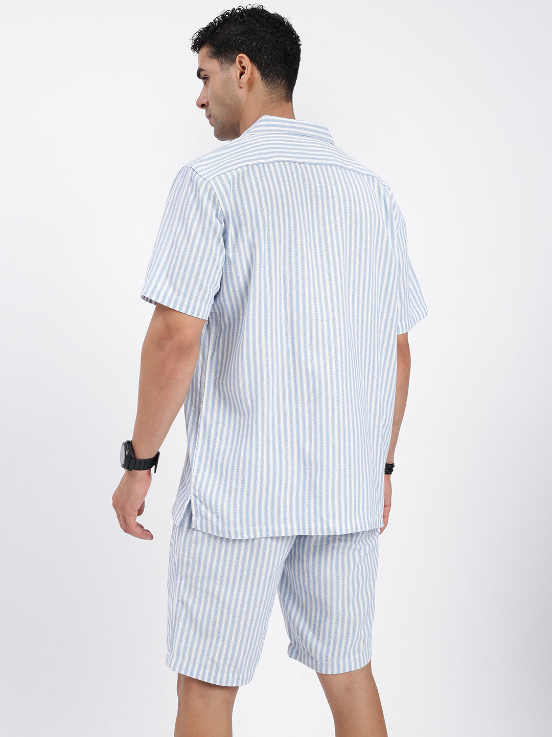 Men Striped Blue Co Ords Set