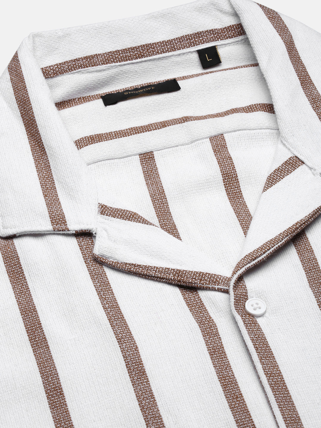 Men Striped White Co Ords Set