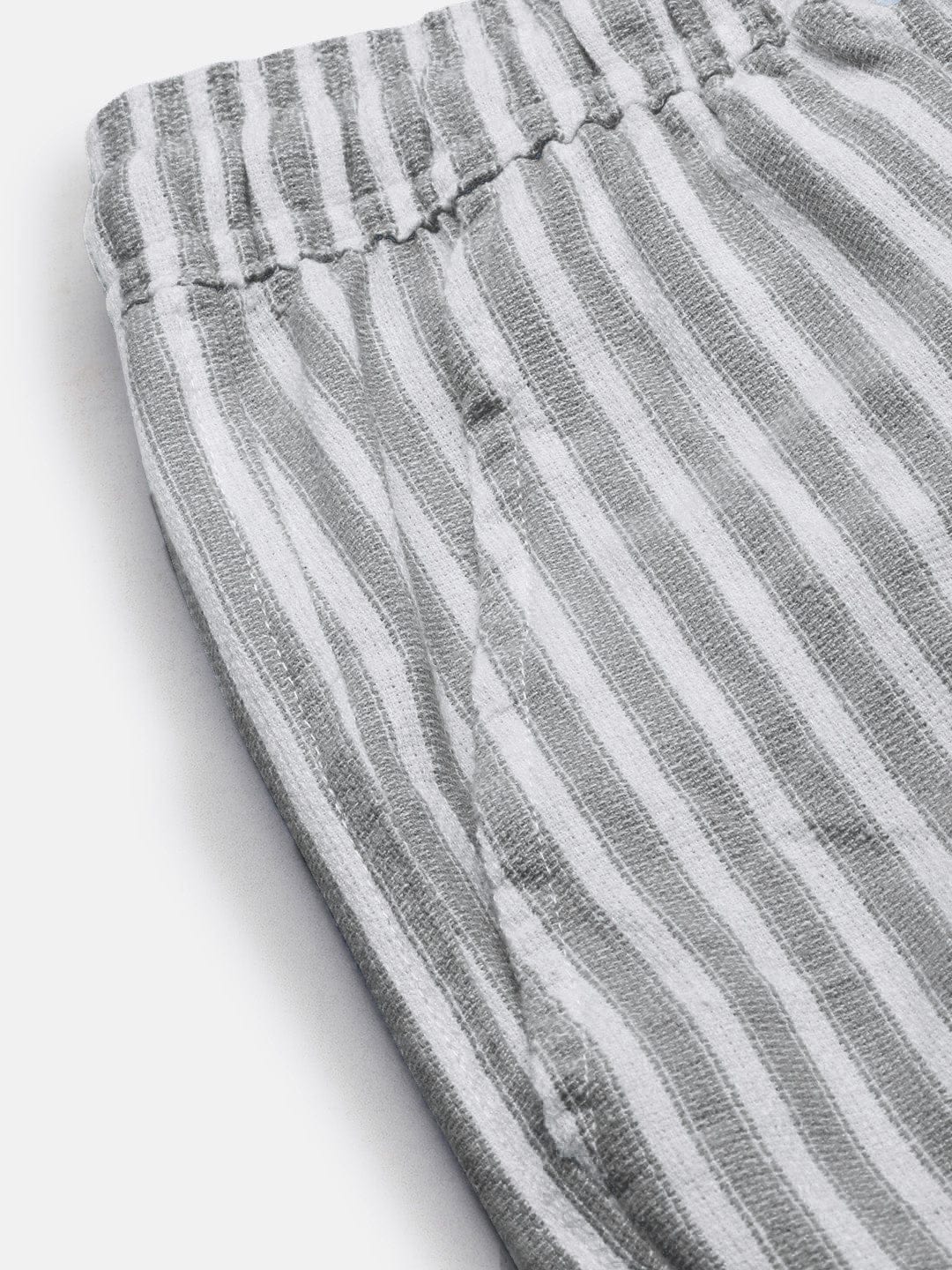 Men's Cuban Collar Striped White Co-Ords Set