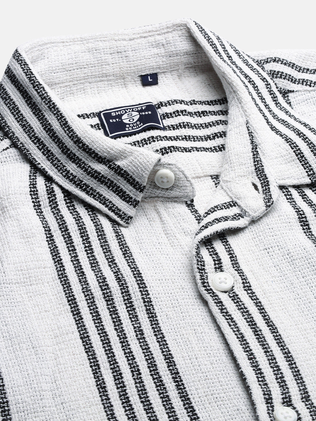 Men Striped White Slim Fit Shirt