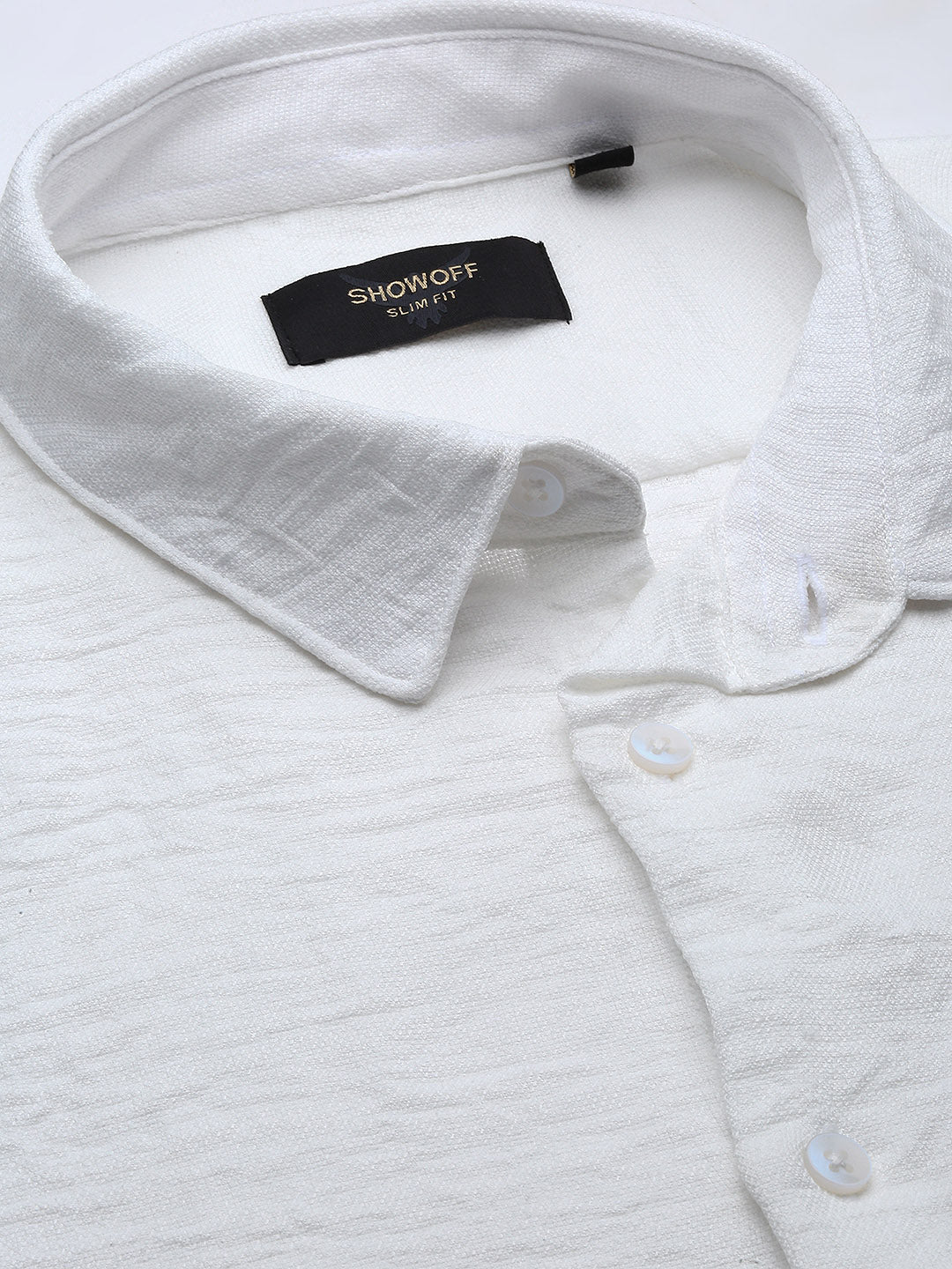 Men Solid White Slim Fit Shirt