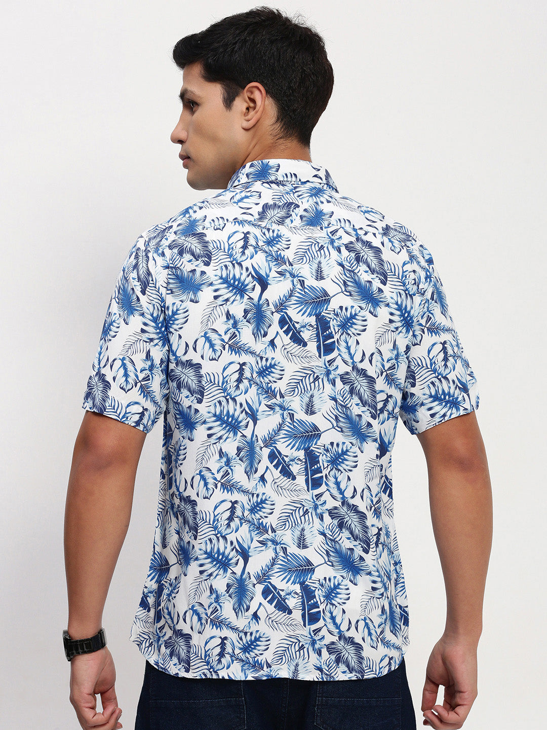 Men Blue Floral Slim Fit Shirt