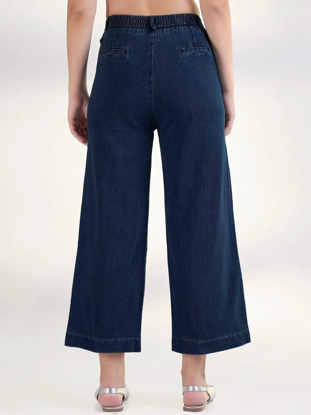Women's Navy Blue Relaxed Fit Cropped Jeans - from SHOWOFFFF
