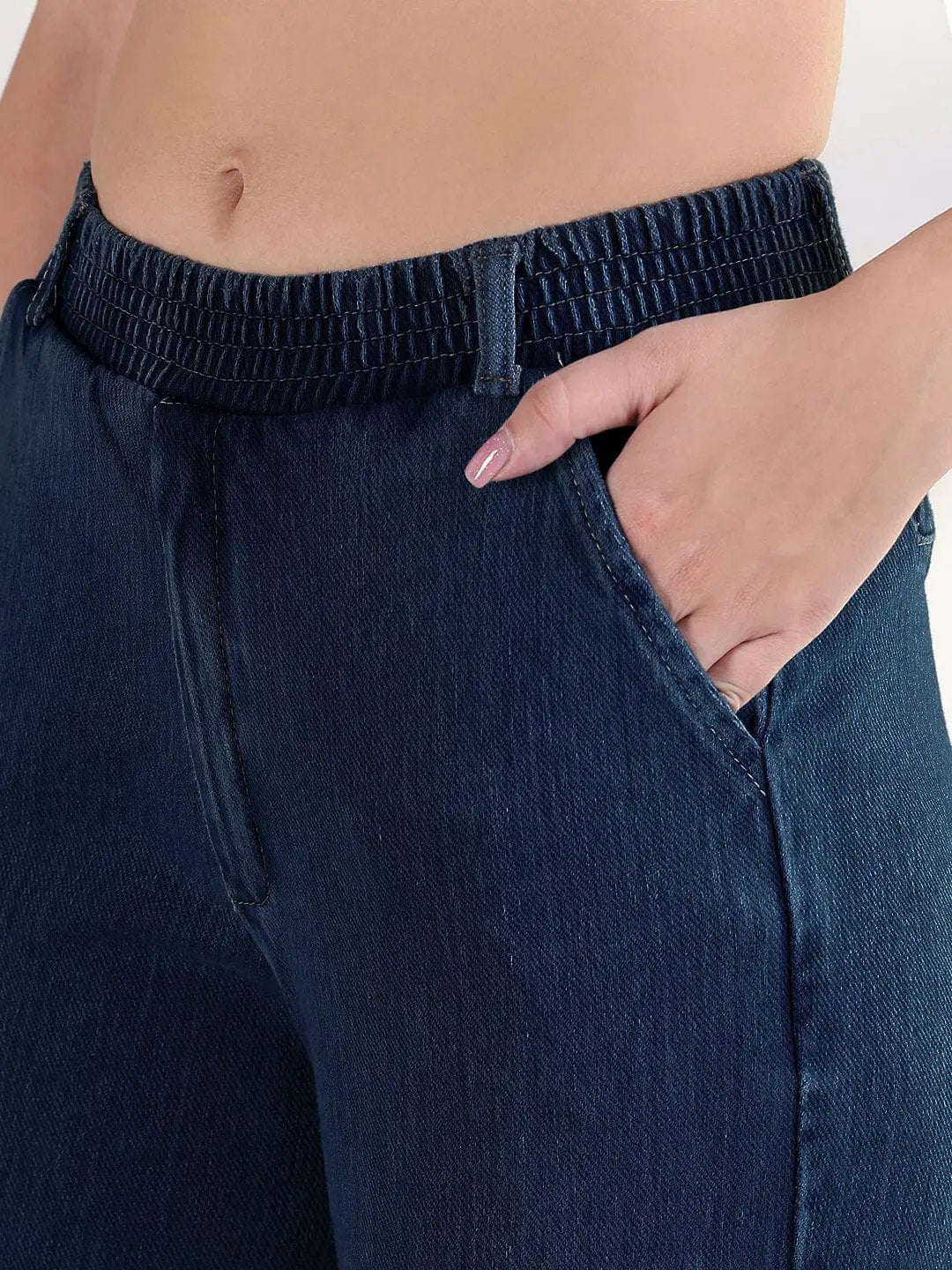 Women's Navy Blue Relaxed Fit Cropped Jeans - from SHOWOFFFF