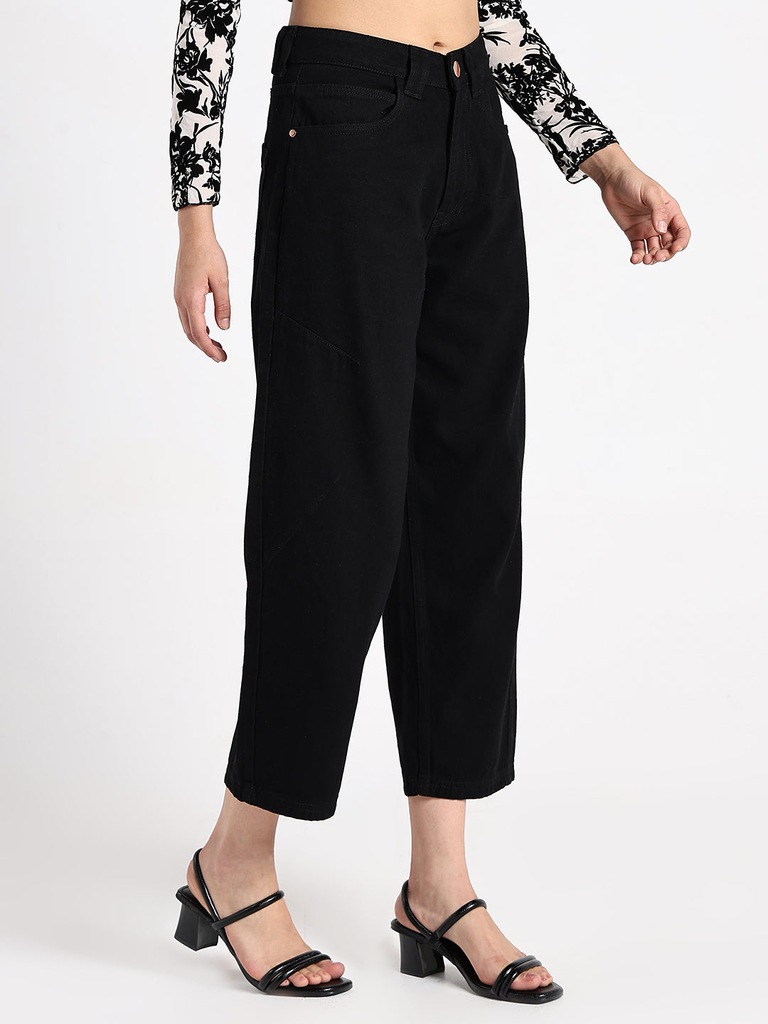 Women's Black High-Waist Wide Leg Jeans