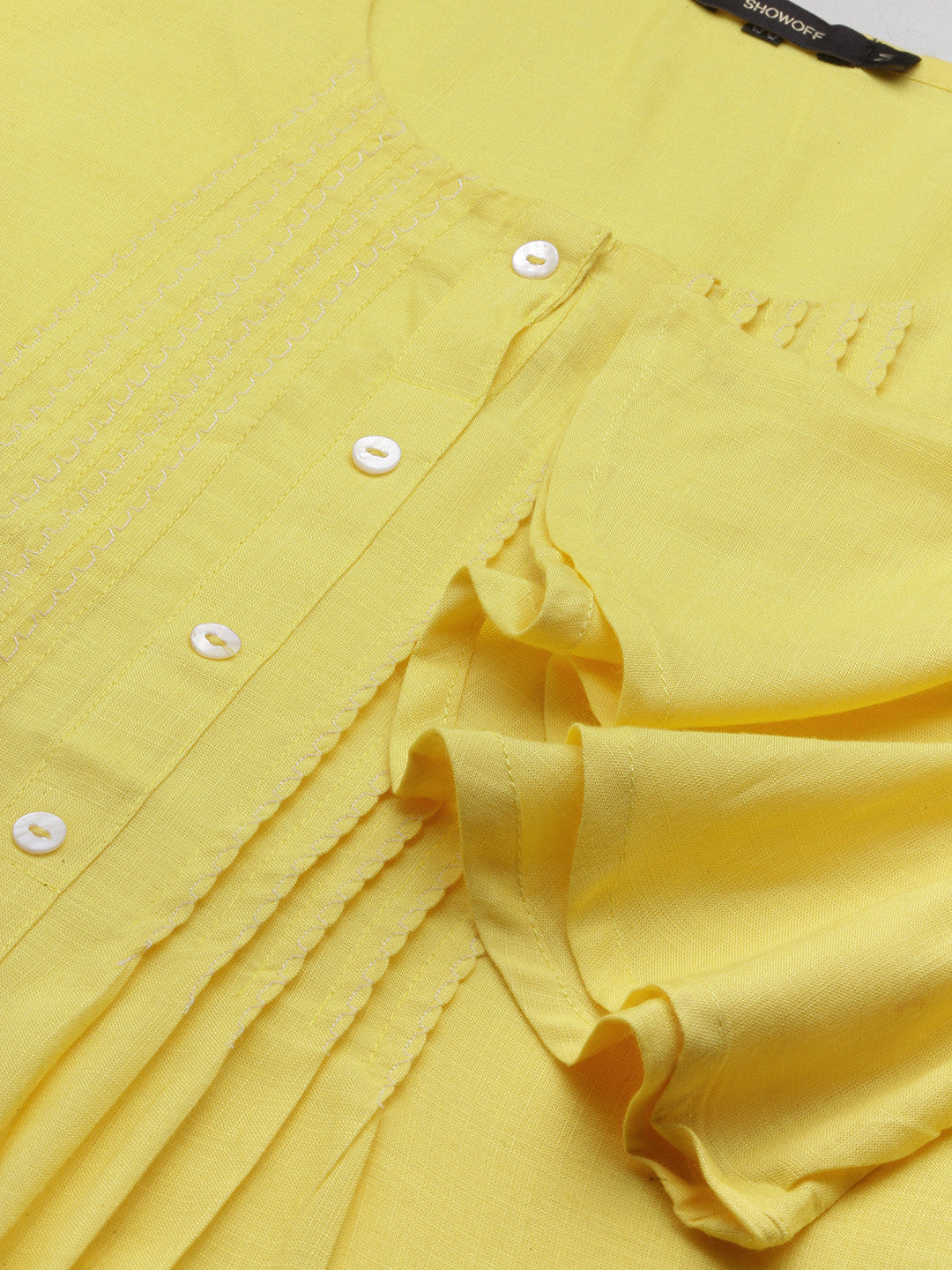 Women Solid Yellow A Line Kurti