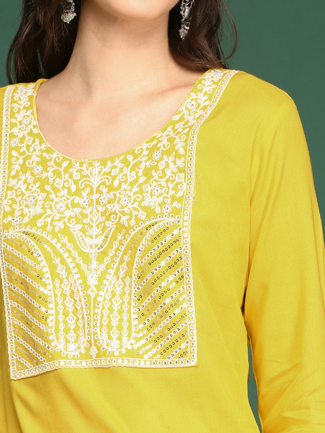 Women Yellow Solid Straight Kurta