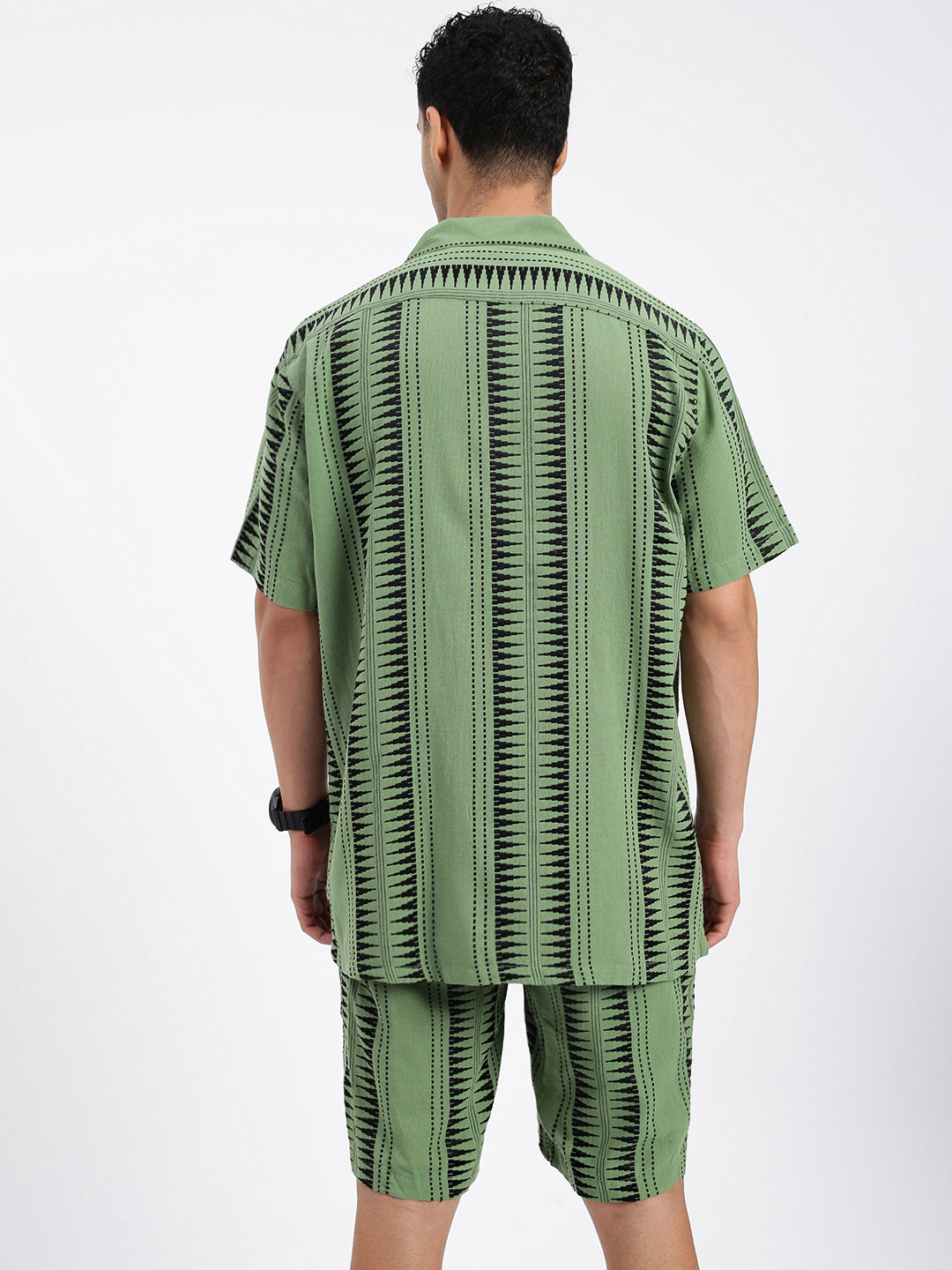 Men Geometric Green Co Ords Set