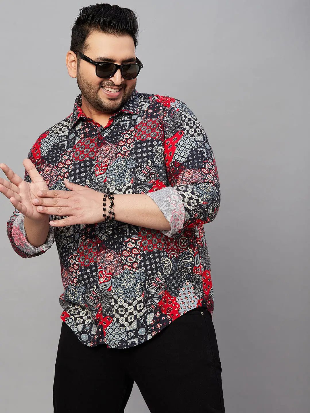 Men's Spread Collar Printed Multi Shirt