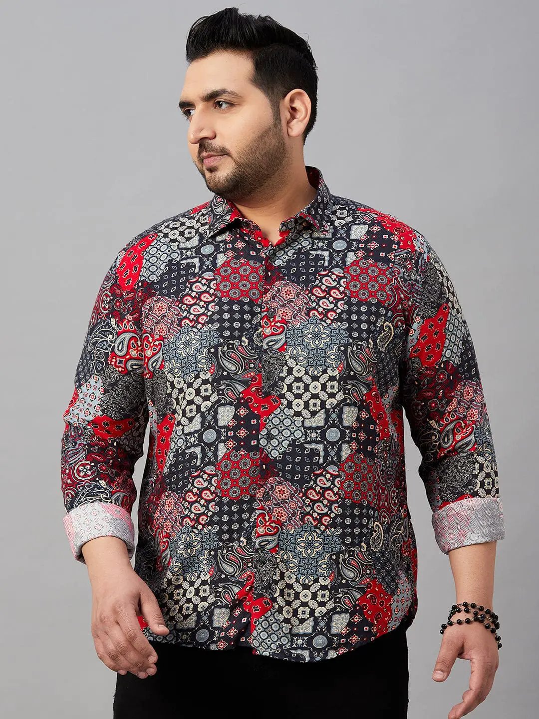 Men's Spread Collar Printed Multi Shirt