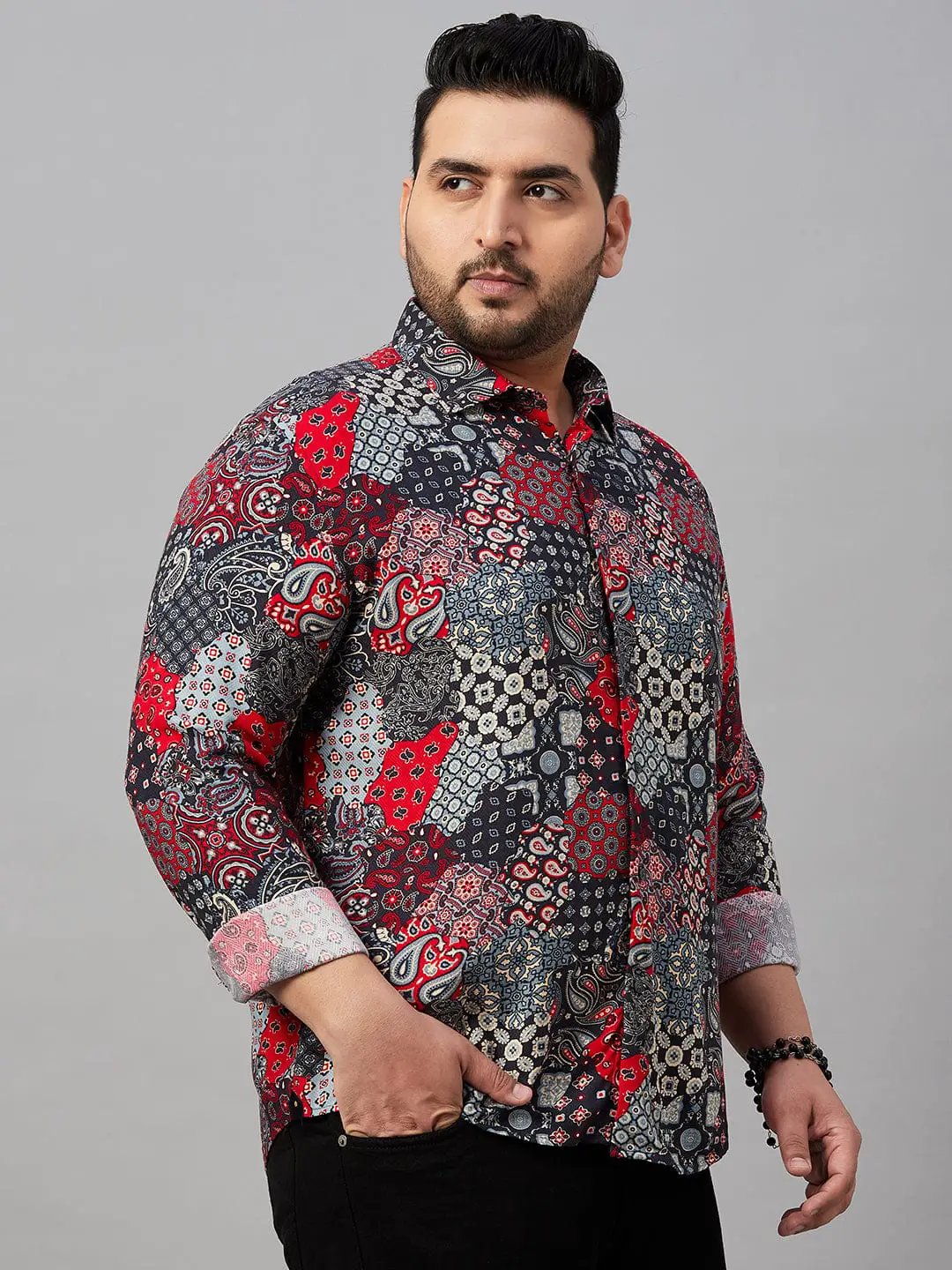 Men's Spread Collar Printed Multi Shirt