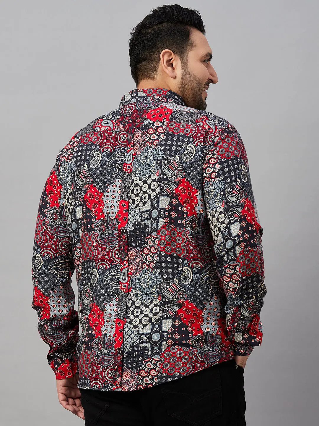 Men's Spread Collar Printed Multi Shirt