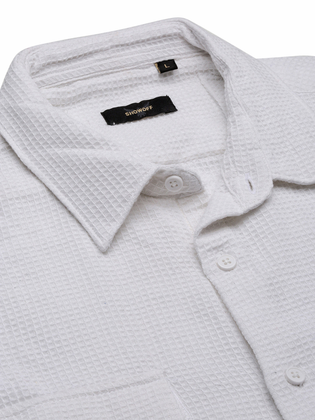 Men White Solid Slim Fit Shirt