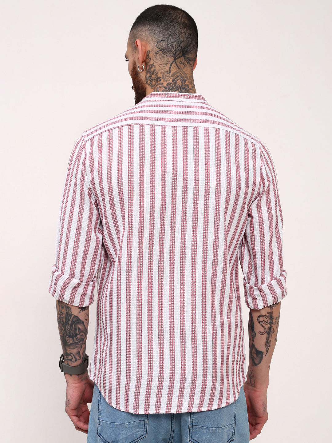 Men Pink Striped Slim Fit Shirt