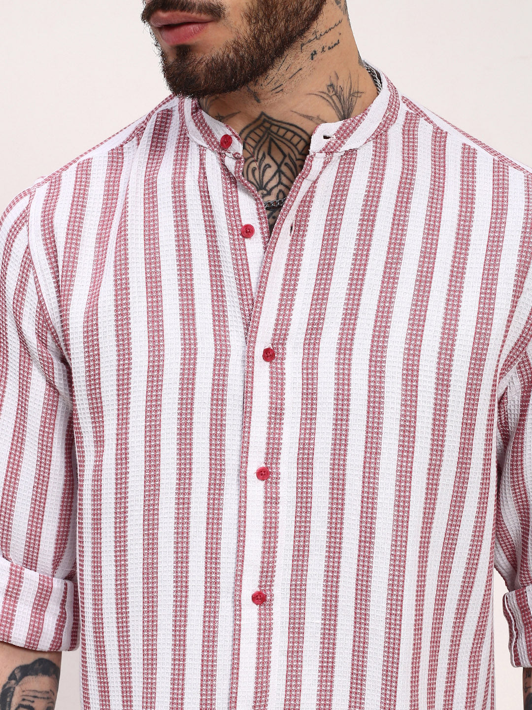 Men Pink Striped Slim Fit Shirt