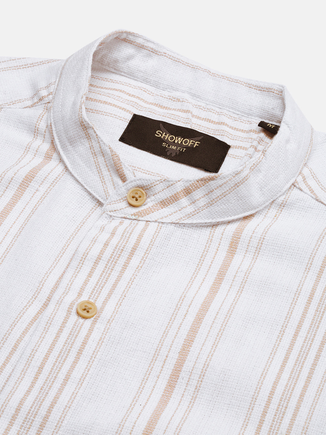 Men White Striped Slim Fit Shirt