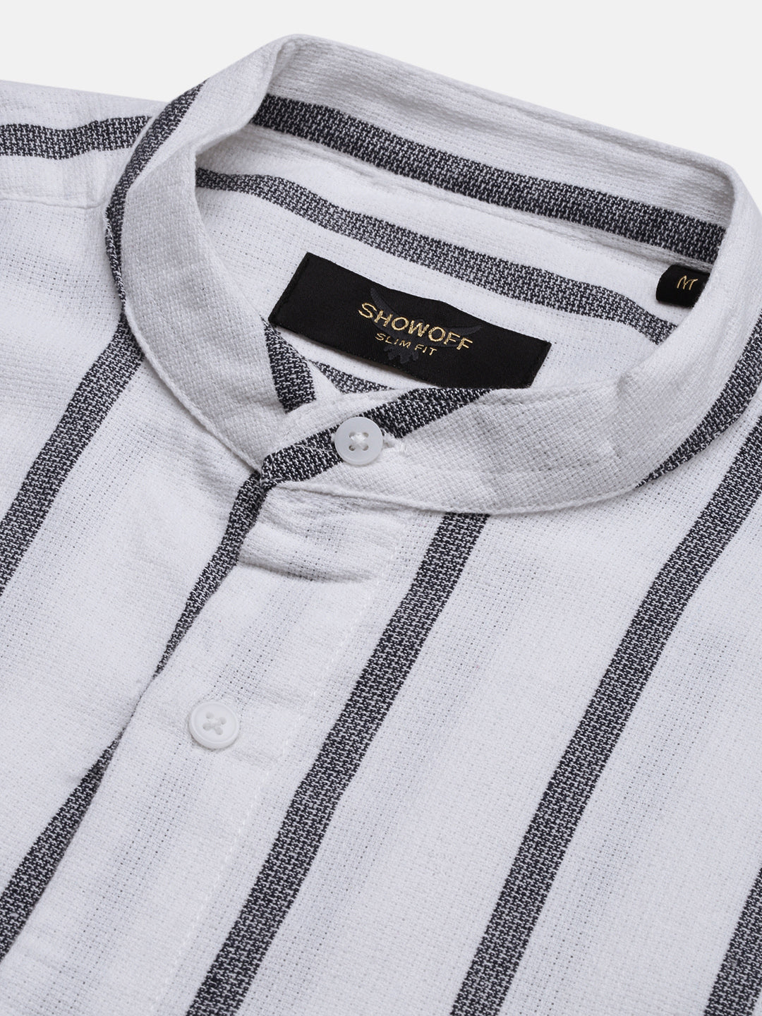 Men White Striped Slim Fit Shirt