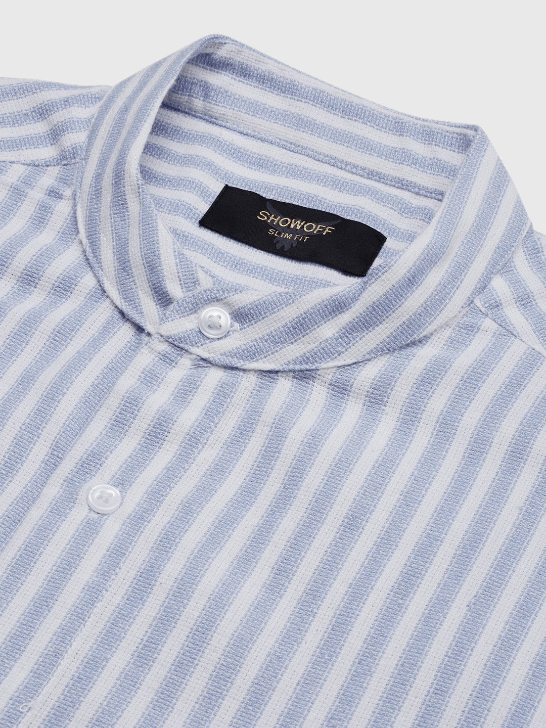 Men Blue Striped Slim Fit Shirt