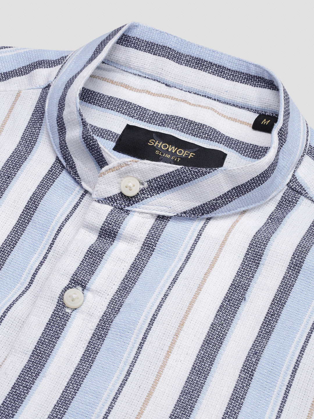 Men Blue Striped Slim Fit Shirt