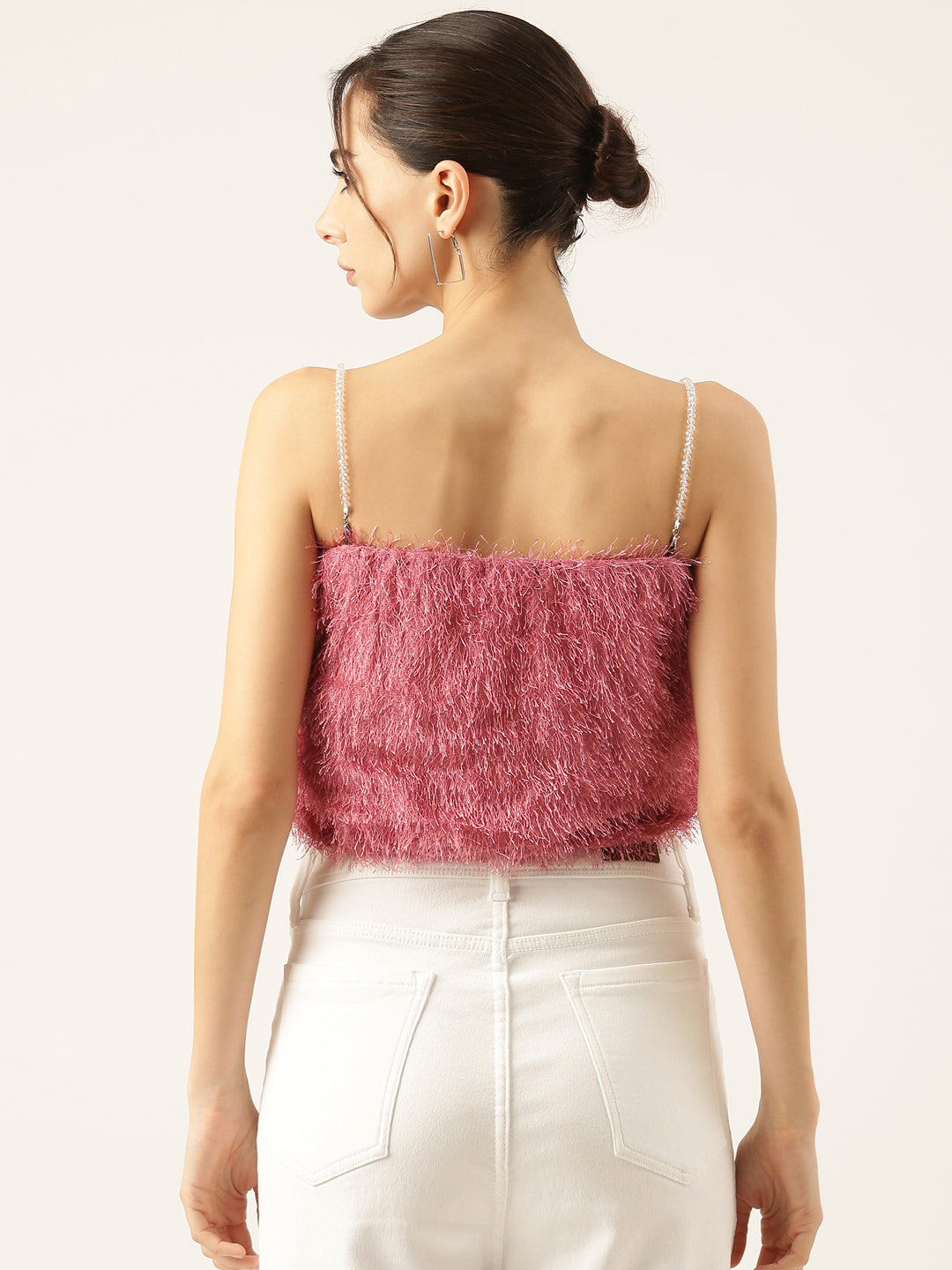 Women Solid Mauve Tube Crop Top