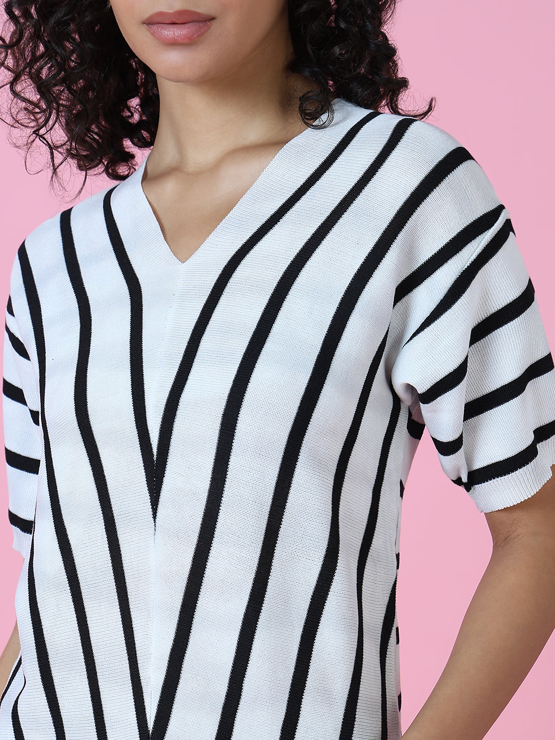 Women White Striped Top