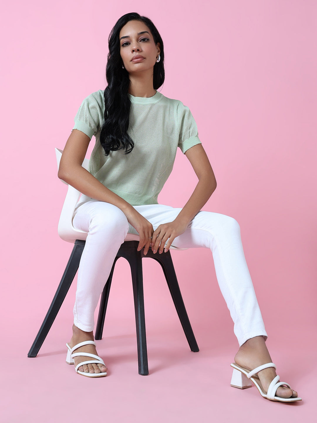 Women's Green Puff Sleeve Top