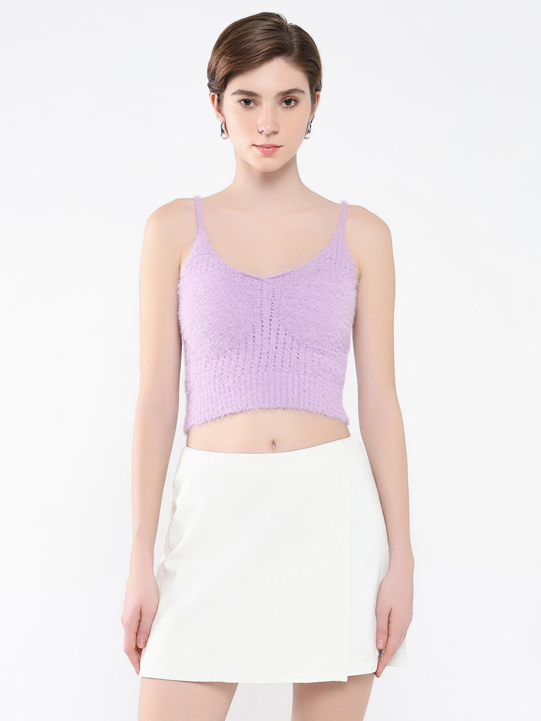 Women Solid Purple Top