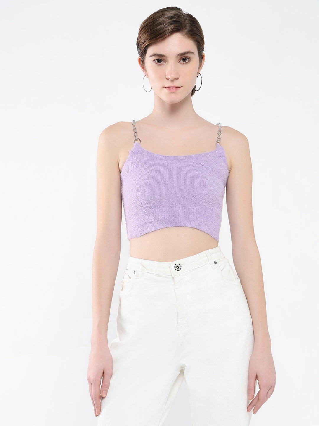 Women Solid Purple Top