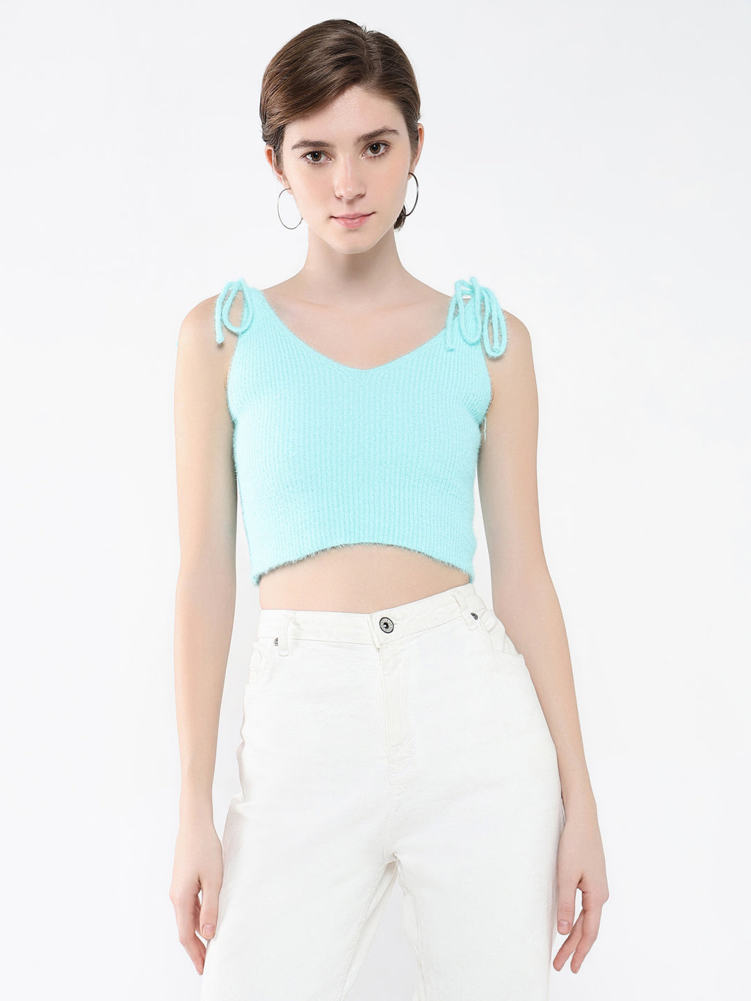 Women Solid Sea Green Top