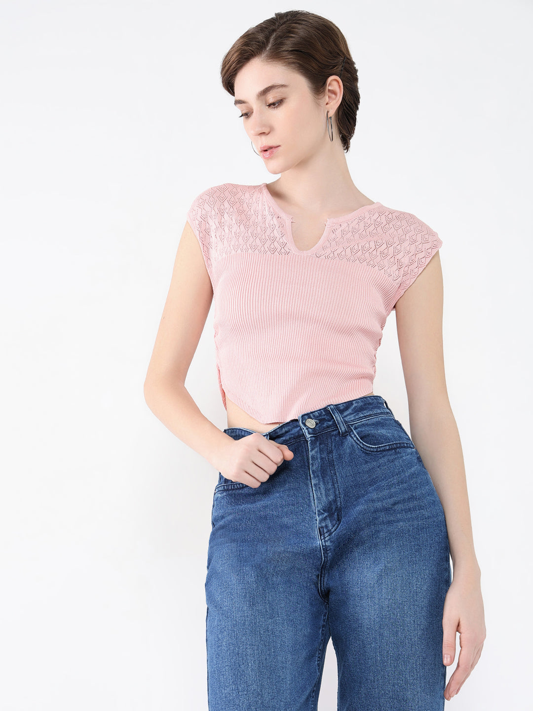 Women Solid Pink Top