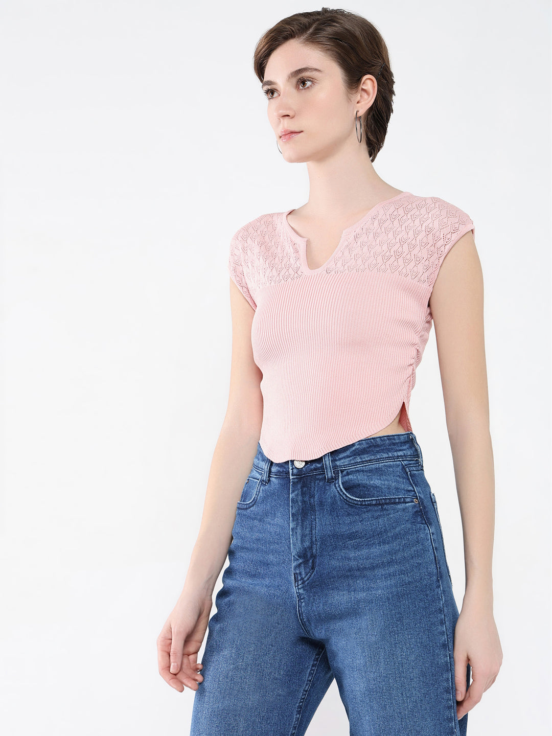 Women Solid Pink Top