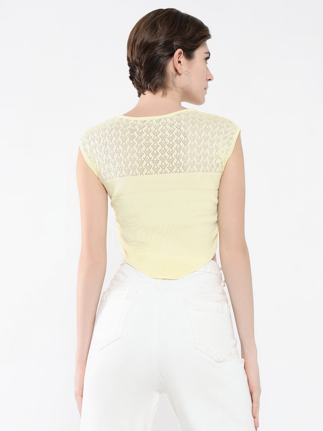 Women Solid Yellow Top