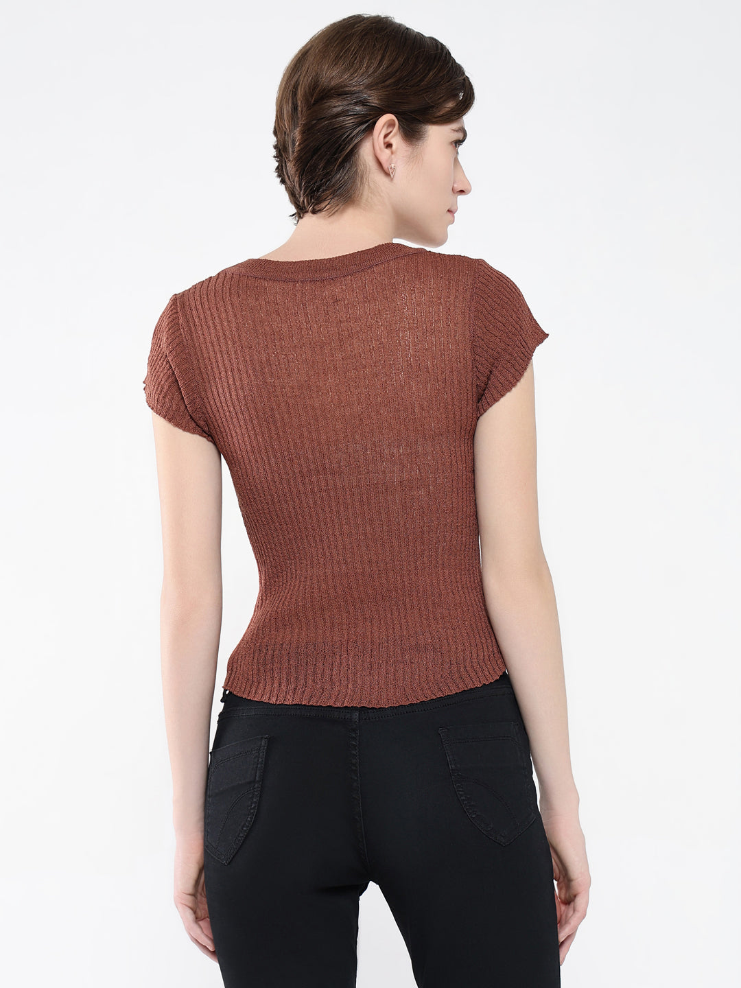 Women Solid Brown Top