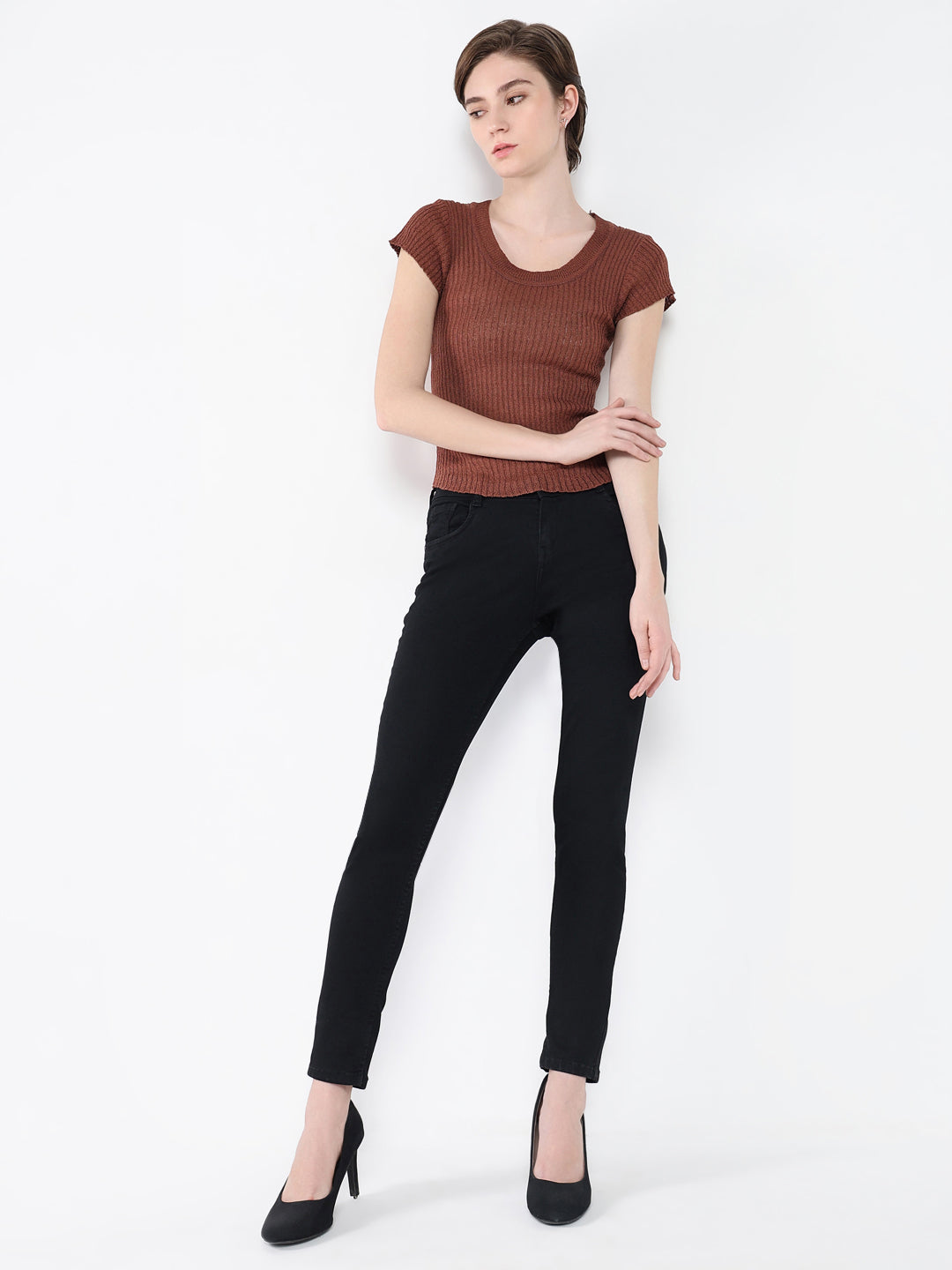 Women Solid Brown Top