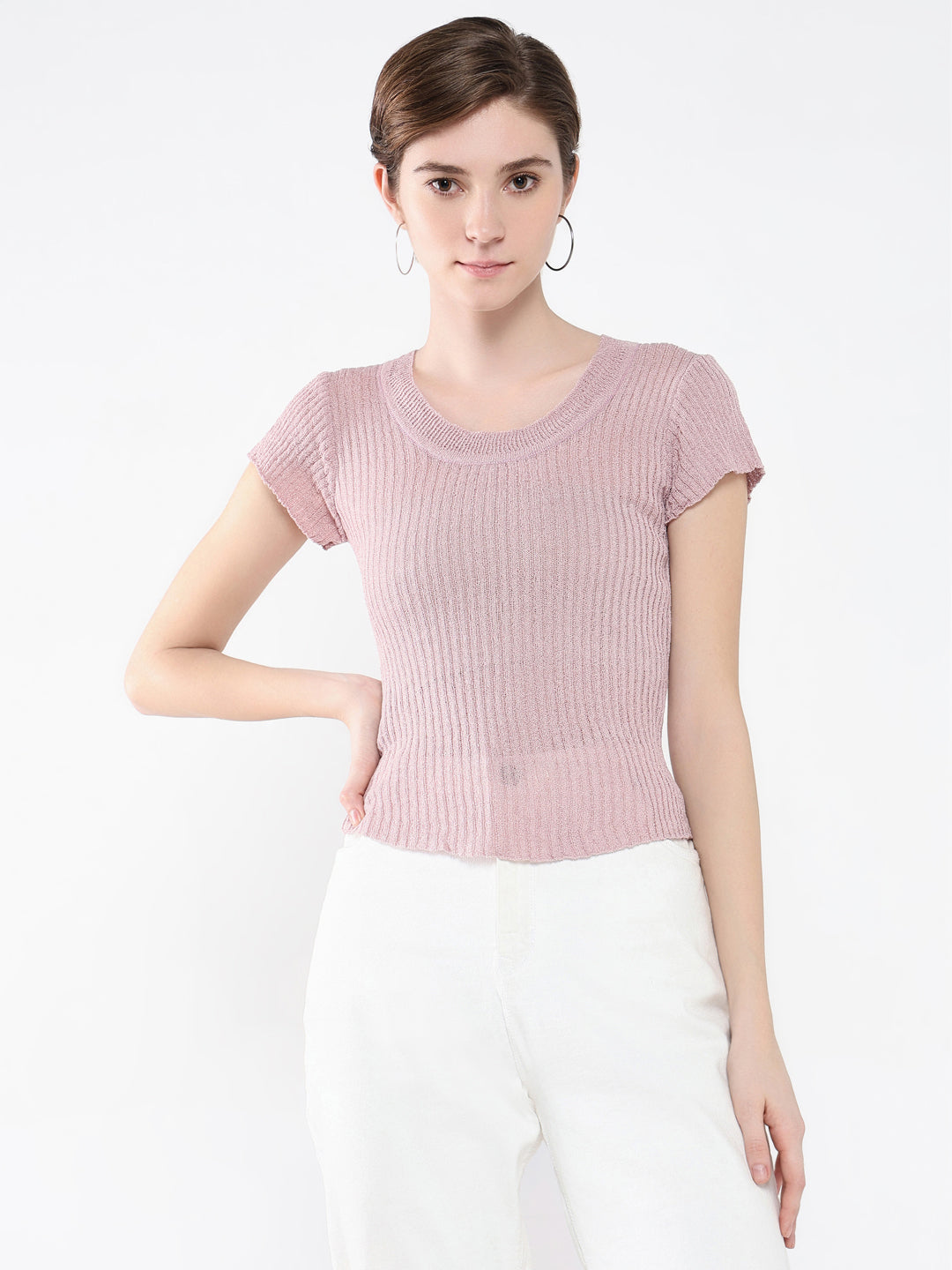 Women Solid Purple Top