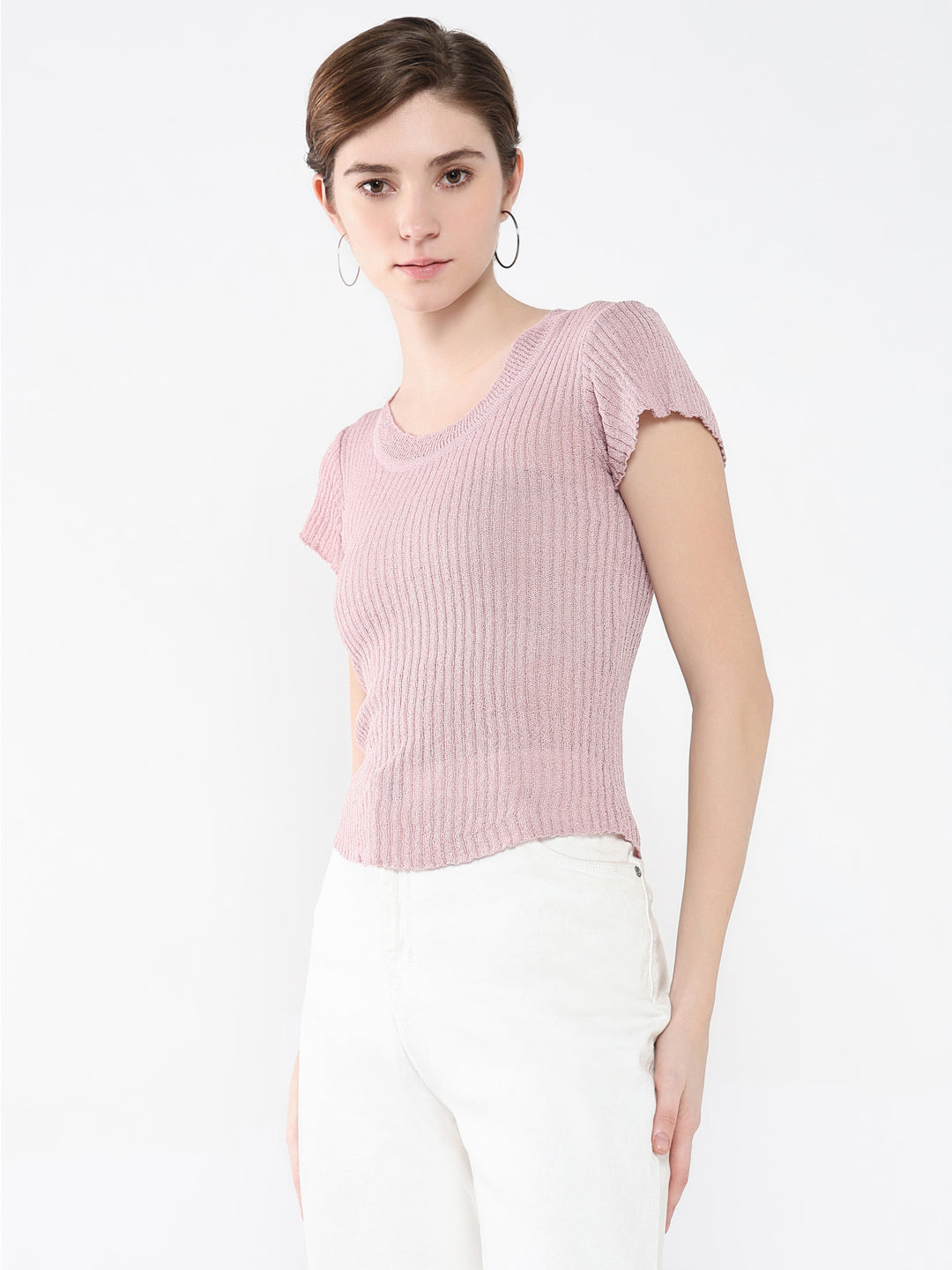 Women Solid Purple Top