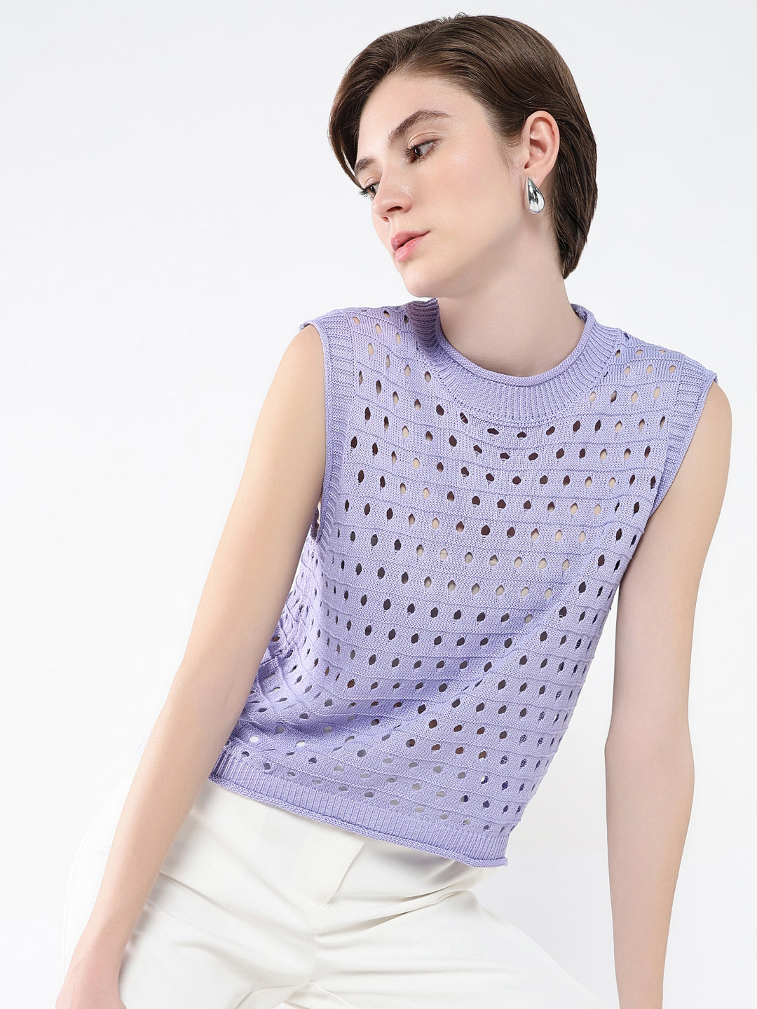 Women Solid Purple Top