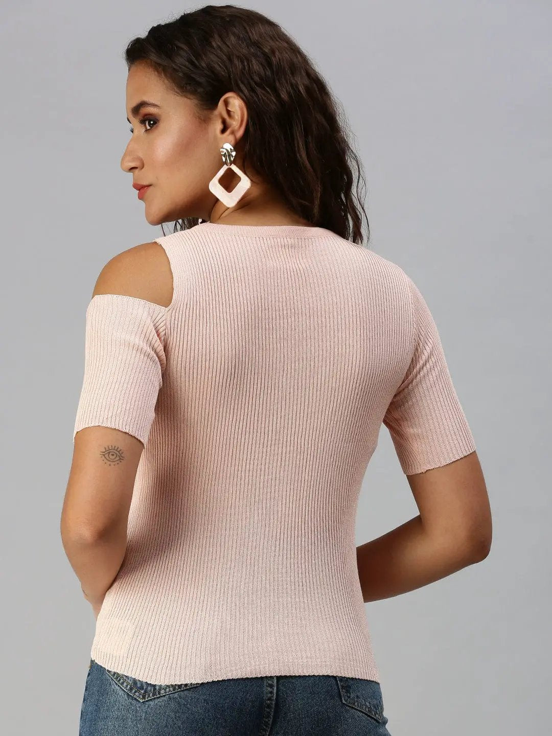 Women's Solid Peach Fitted Top