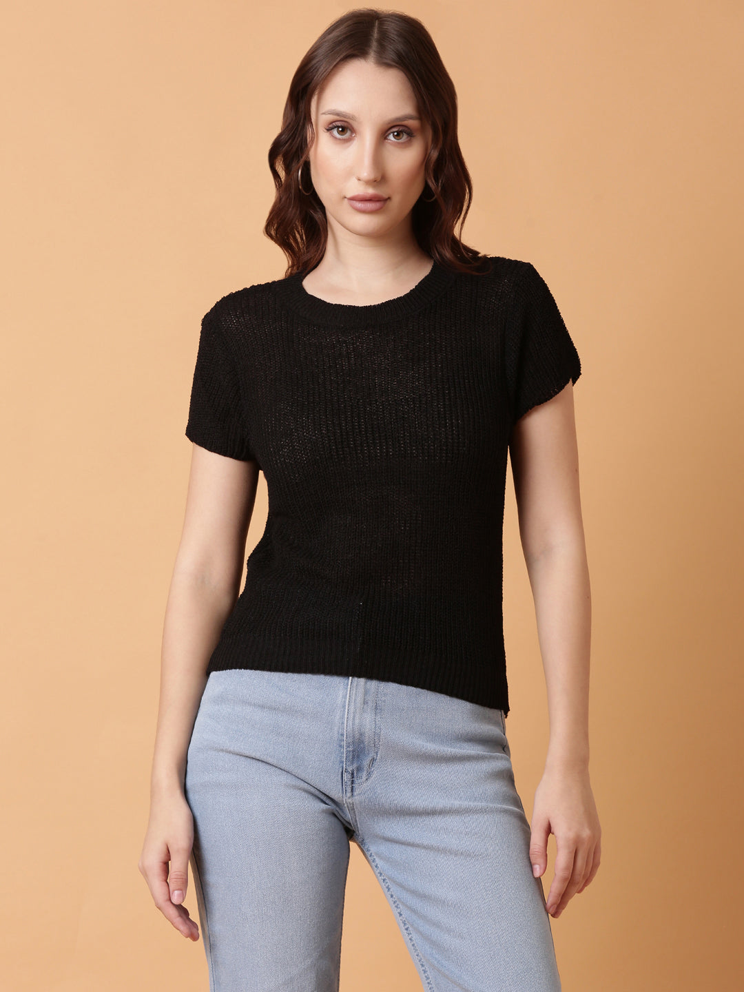 Women Black Solid Top