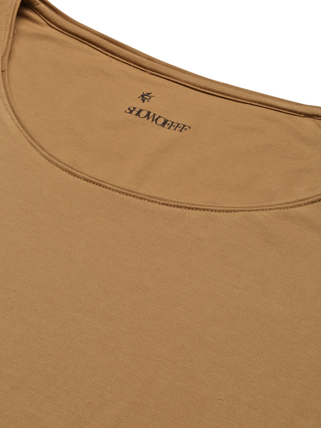 Men Khaki Solid T Shirt