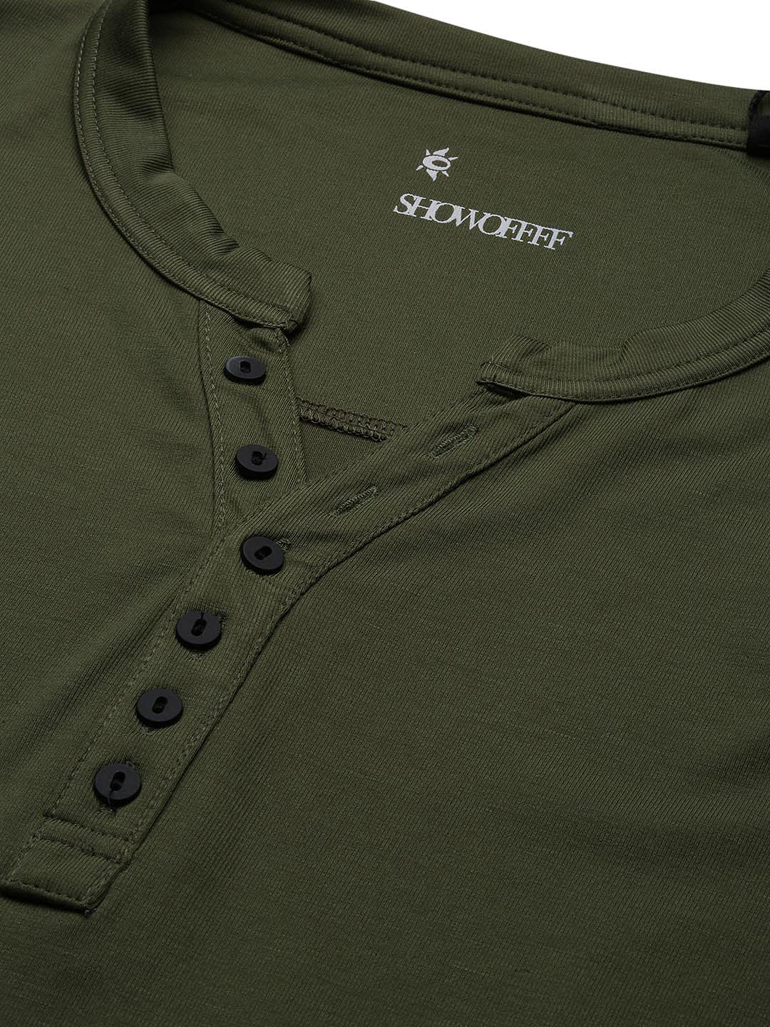 Men Green Solid T Shirt