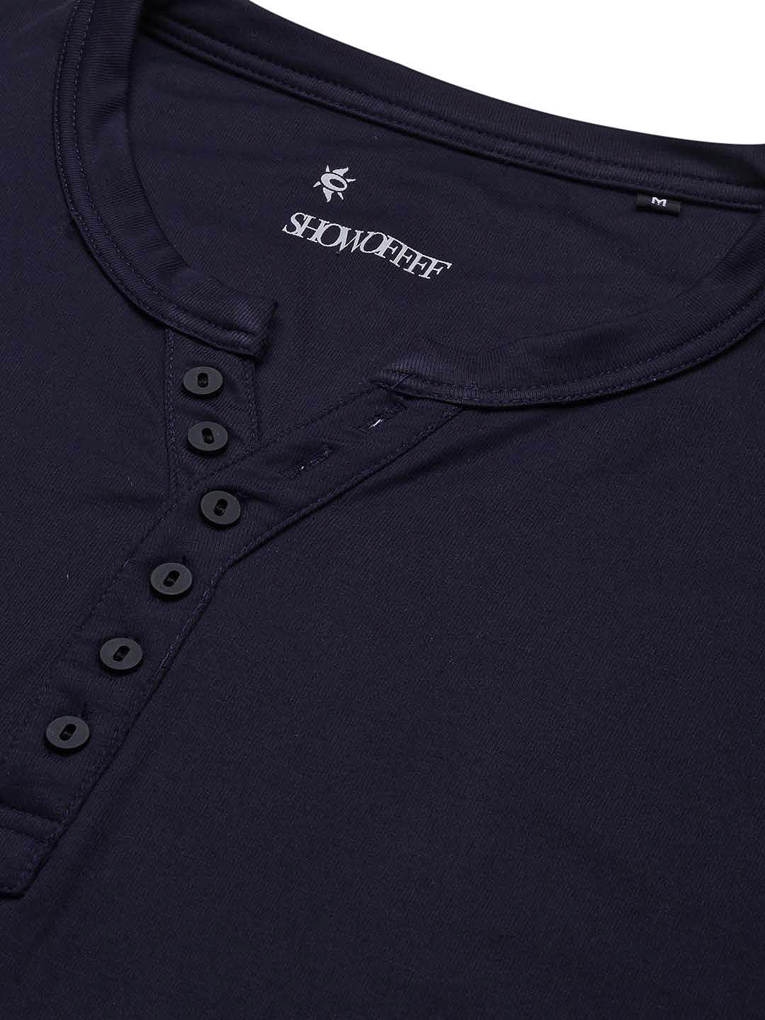 Men Navy Blue Solid T Shirt