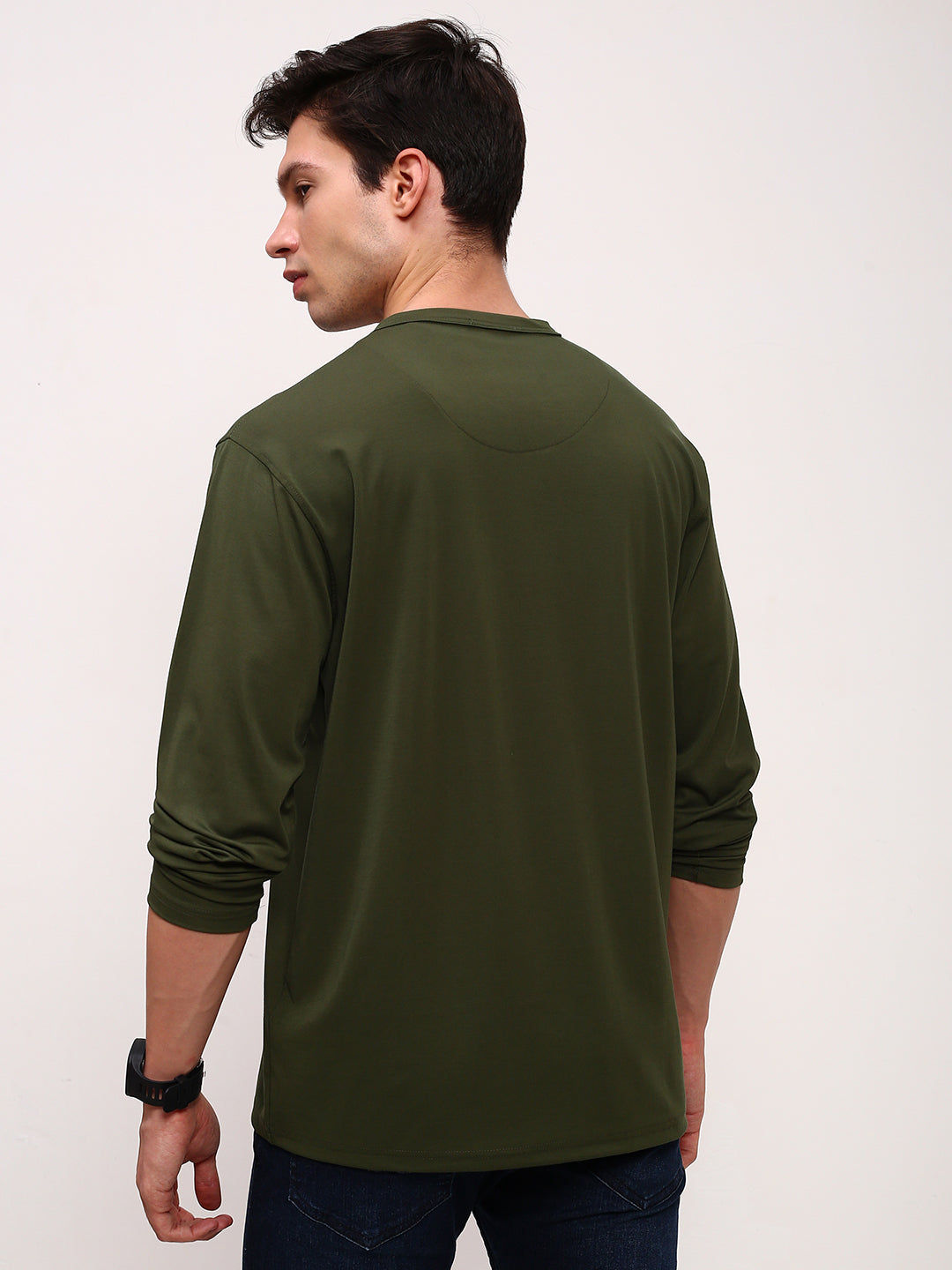 Men Green Solid T Shirt