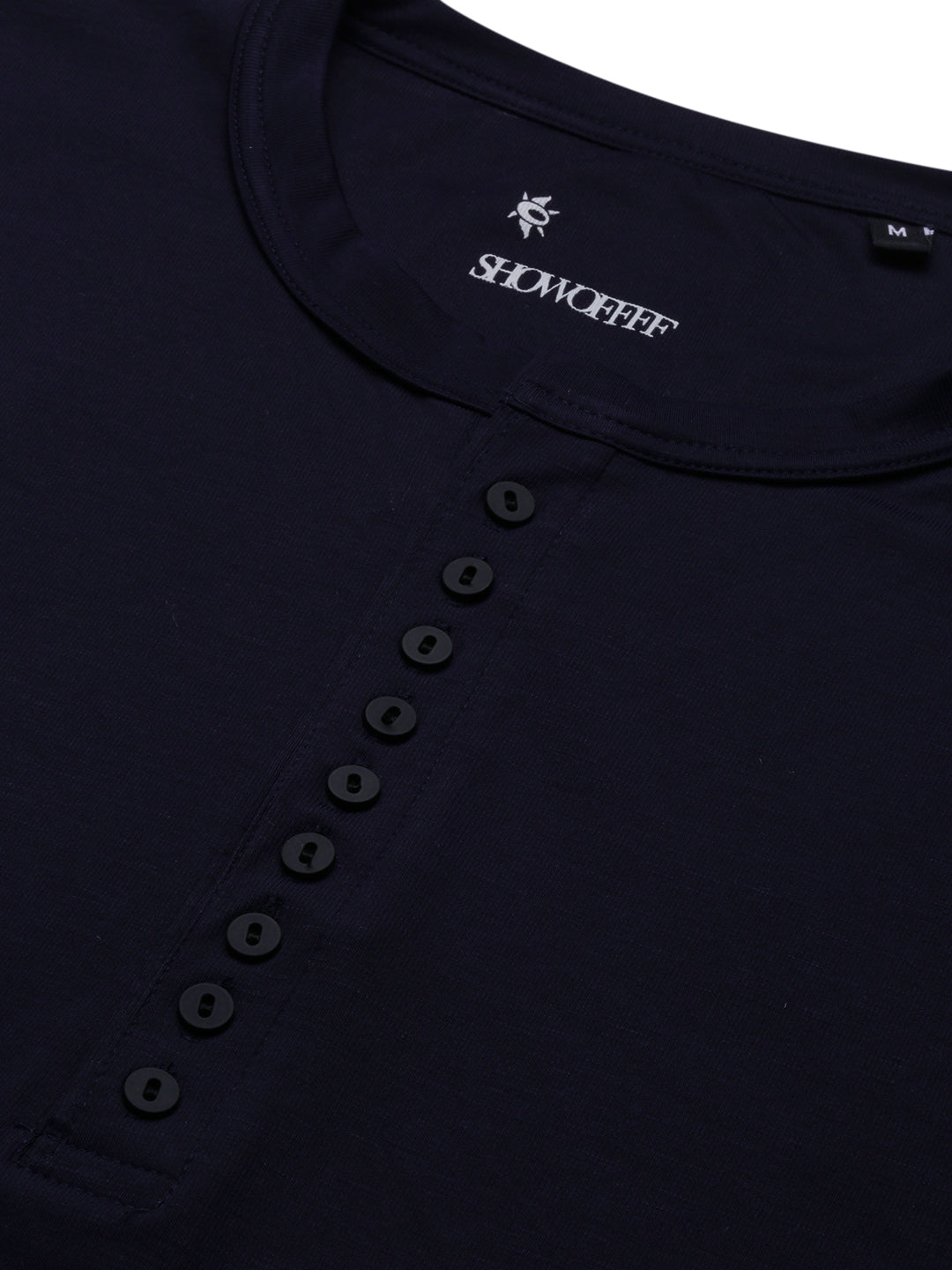 Men Navy Blue Solid T Shirt