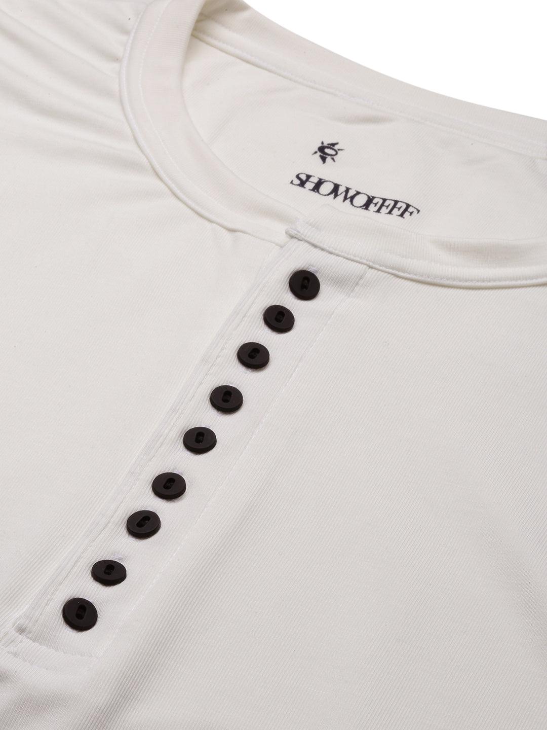 Men White Solid T Shirt