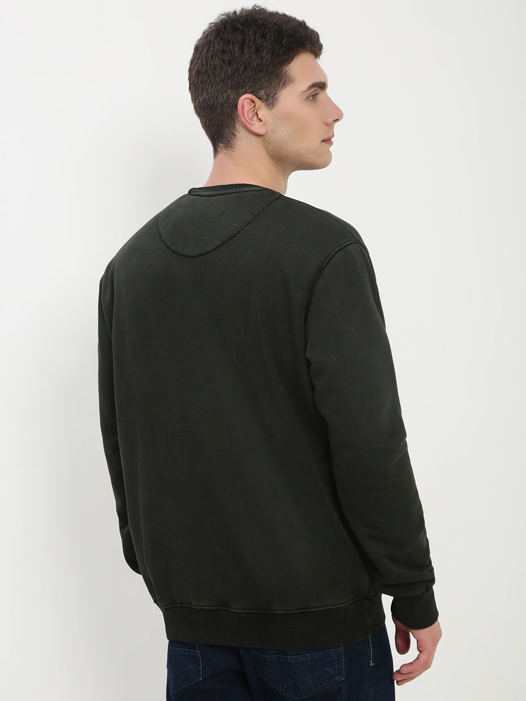 Men's Olive Solid Sweatshirt